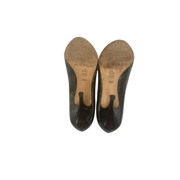 Antonio Melani Metallic Patent Leather Pumps Silver Size 7.5 M With 3” Heel - Picture 4 of 7